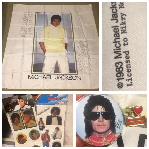 稀有 1983 年原版大 45 英寸 X 45 英寸丝绸海报迈克尔·杰克逊 + 更多惊悚片套装 — 第 1/4 张图片
