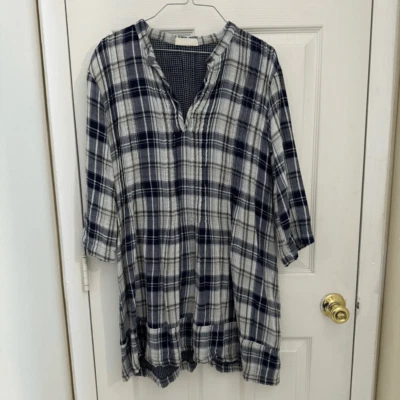 Vestido túnica a cuadros CP Shades Regina doble capa 100 % algodón talla pequeña Foto 1 de 4