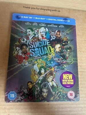 Suicide Squad (2016) UK 3D & 2D Blu Ray Steelbook NEW & SEALED DCU Margot Robbie - Image 1 of 4