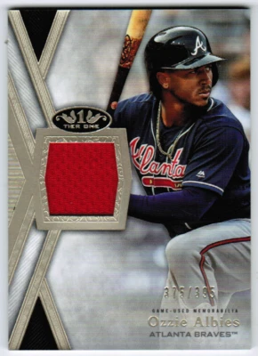 2020 Topps Tier One Ozzie Albies Braves Jersey #375/395 (ref 90222) - Image 1 of 2
