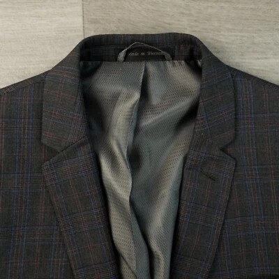 Andrew Fezza Sport Coat Men Size 40L Slim Plaid Two Button Double Vented Blazer - Image 1 of 4