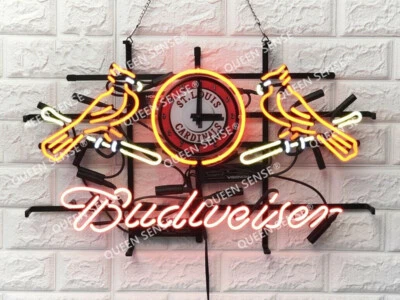 Cardinal Clock Neon Light Sign Classic Style Bar Gift Artwork 24"x16"