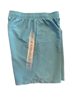 Under Armour Logo Spellout Shorts Youth Large Lightweight Loose Fit Glacier Blue - Picture 1 of 10
