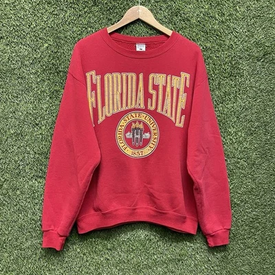 Vintage 90s Florida State Seminoles Mens L Red NCAA College Football Sweatshirt - Image 1 of 4