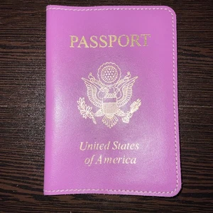 Genuine Leather US Passport Cover ID Holder Wallet Travel Case Handmade Hot Pink - Picture 1 of 3