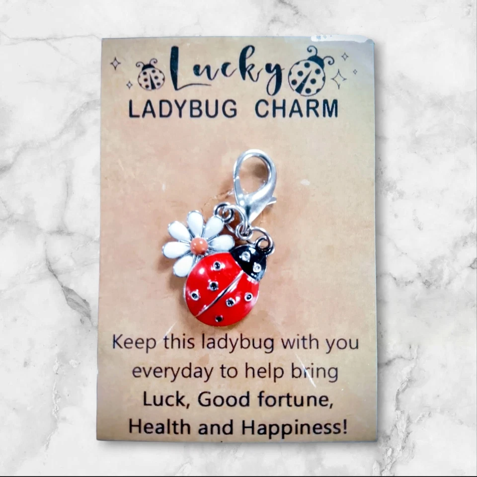 Beautiful ladybird ladybug and Daisy Keyring/bag Charm Secret Santa Good luck