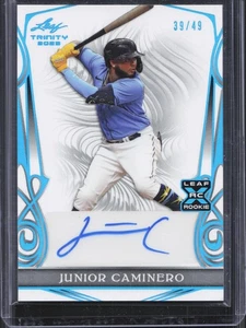 2023 Leaf Trinity Junior Caminero Rookie XRC Auto Sapphire Blue /49 Rays - Picture 1 of 2
