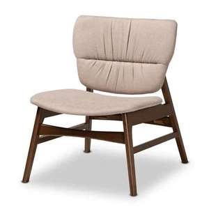 Baxton Studio Benito Beige and Walnut Brown Finished Wood Accent Chair - Picture 1 of 10