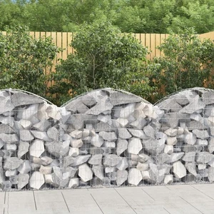 Gabbione Cestello Arcuato Argento 100x30x80/100 cm Filo Ferro Zincato 3,5mm Rete5x10 - Foto 1 di 5