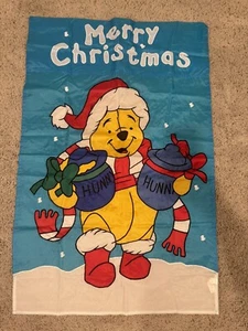 Disney Winnie The Pooh Christmas Outdoor Yard Banner House Flag Blue 28 X 44 - Picture 1 of 5