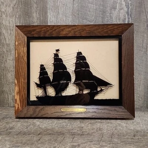C & A Richards Boston Clipper Ship Art Flying Cloud Silhouette Black Vintage Pic - Picture 1 of 7