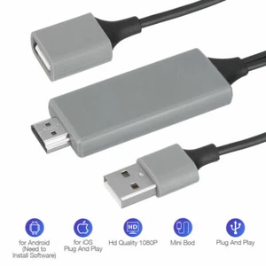 USB HDMI Mirroring Cable Phone To Digital TV HDTV AV Adapter For iPhone Android - Picture 1 of 11
