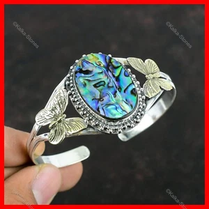 Valentinstag Sale 18K Gold Vermeil natürliche Abalone Muschel Schmetterling Armreif Armband - Bild 1 von 6