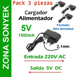 CARGADOR ALIMENTADOR 5V 1,5A (1500mA). PACK de 3 unidades. Entrega 24/48h* - Imagen 1 de 1