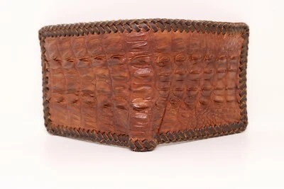 Real Crocodile Alligator And Ostrich Leather Skin Bifold Wallet Men's Brown - Image 1 of 4