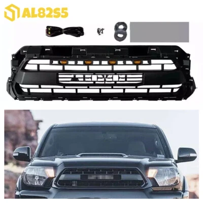 ABS Front Grille For Tacoma 2012 2013 2014 2015 Matte Black Grill W/LED Lights Foto 1 de 4