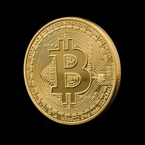 Physical Bitcoin Commemorative Coin Plated Gold Color Collection Collectible Bit - Picture 1 of 6