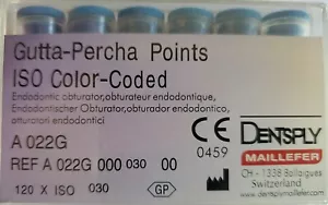 Dentsply Guttaperca Puntine Misura 30 Iso Colore con Codici Scatola Di 120 - Foto 1 di 1