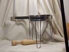 Vintage Aluminum Cone Sieve Strainer Colander with Stand and Wood Pestel