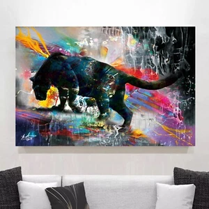 Leinwand Bild Panther Abstrakt Bunt Wanddeko Wandbilder XXL Wohnzimmer  1914 - Bild 1 von 8
