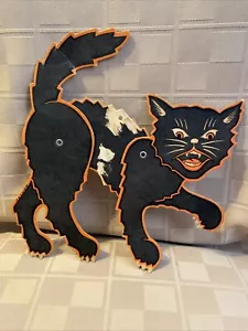 Vintage Halloween schwarze Katze mit Gelenken Dekoration - Bild 1 von 13