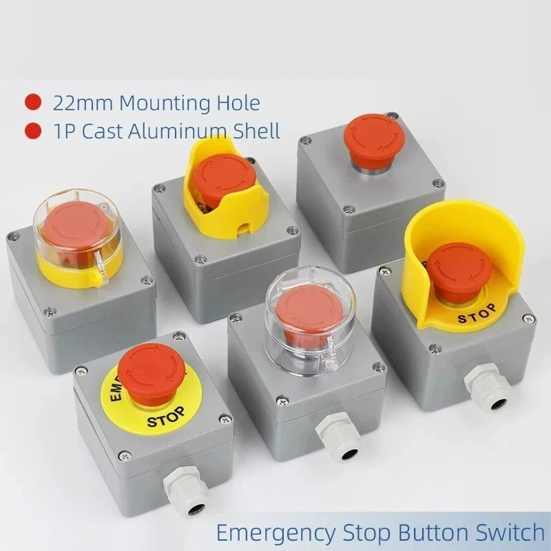 1P Push Button Switch Emergency Stop Control Waterproof Enclosure Elevator Cover - Image 1 of 4