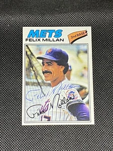 Felix Millan New York Mets Signed Auto 1977 Topps #605 ~ COA - Picture 1 of 3