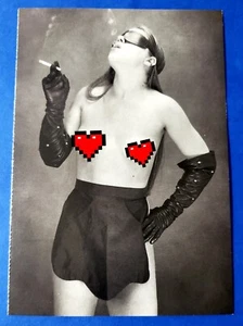 Postcard "Warning" BW Erotic Nude Topless Photo Art Eric Kroll - Picture 1 of 3