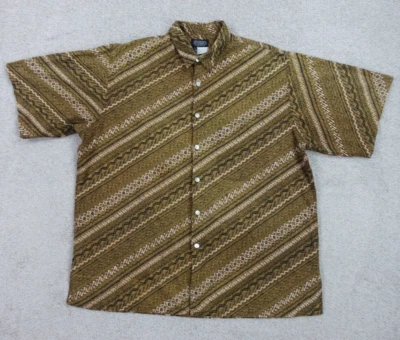 J. Peterman Co Shirt Men's Extra Large Brown Button Down Abstract Art Geometric - Image 1 of 4