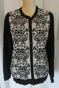Croft & Barrow Cardigan Black an silvery shimmer Sweater size M - Picture 1 of 3