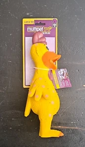 Multipet Globken Latex Chicken 11.5" Yellow W/ Polka Dots Dog Toy Squeaker! - Picture 1 of 3