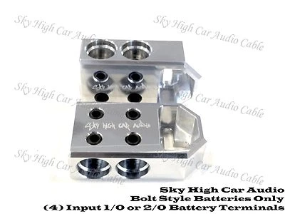 Pair of Sky High Car Audio (4) 1/0 or 2/0 Gauge BATTERY TERMINALS BOLT USE ONLY - Image 1 of 4