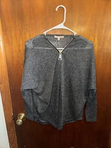 Nuevo con etiquetas Suéter Joan Vass Para Mujer Negro Astilla Luna Cremallera Talla XS - Imagen 1 de 6