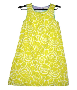 Mini Boden summer floral shift dress yellow linen cotton sleeveless lined 11/12 - Picture 1 of 6