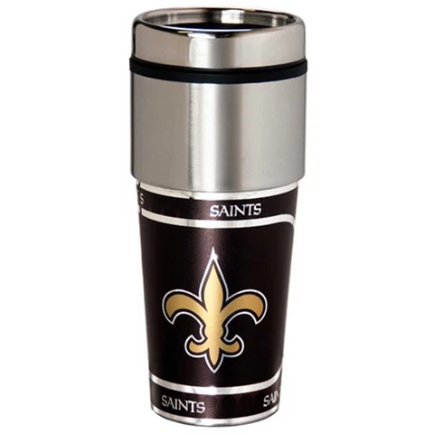 New Orleans Saints 16oz Stainless Steel NFL Travel Mug Cover