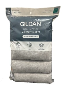 Gildan Herren Erwachsene V-Ausschnitt T-Shirts 6er-Pack grau XL - Bild 1 von 2