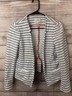 Ann Taylor Loft Gray White Striped Open Front Jacket Cardigan Medium