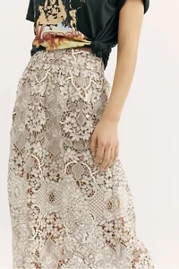 Coastal Cowgirl Cottage core Crochet NWT Free People Bella Lace Skirt Fairy core - Picture 1 of 6
