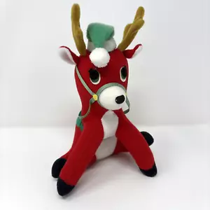 VINTAGE rotes Weihnachtsrentier Stofftier Plüschtier SELTEN 1978 Fun Farm 8 Zoll groß - Bild 1 von 13