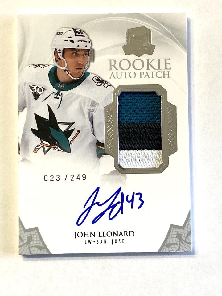 2020-21 Upper Deck The Cup John Leonard Rookie Auto Patch #/249 San Jose Sharks - Image 1 of 2