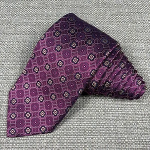 Robert Talbott Mens Tie Necktie Micro Pattern Purple Gold Silk 60" x 3 1/2" USA - Picture 1 of 6