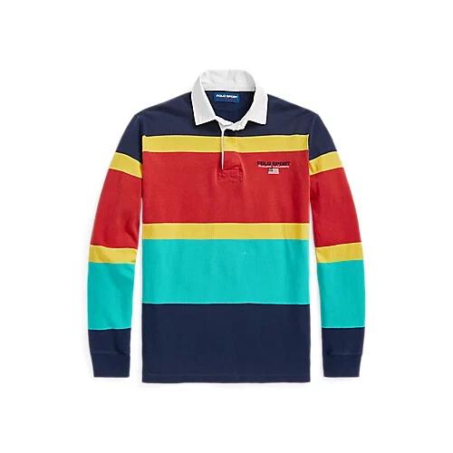 MEN'S SZ L RALPH LAUREN POLO SPORT CLASSIC FIT RUGBY SHIRT STRIPED RED USA Flag - Image 1 of 4