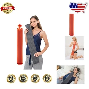 Eco-Friendly Long Hot Water Bottle with Soft Knit Cover for Neck & Back Relief - Picture 1 of 11