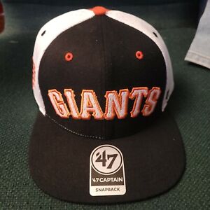New 47 Brand Captain San Francisco Giants Side Kick Snapback Black White Orange
