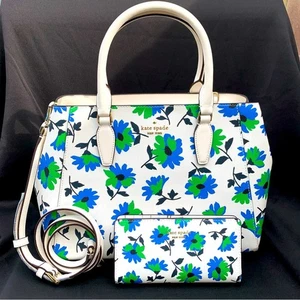 Kate Spade Kristi Park Posies Printed Satchel and Bifold Slim Wallet Bundle NWT - Picture 1 of 15