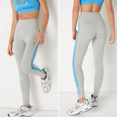 Victoria's Secret Rosa Gris Azul Rayas Leggings Alto S Foto 1 de 4
