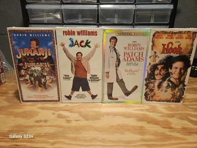 Robin Williams VHS Lot Jumanji Jack Patch Adams Hook Doubtfire Tristar Universal - Image 1 of 4
