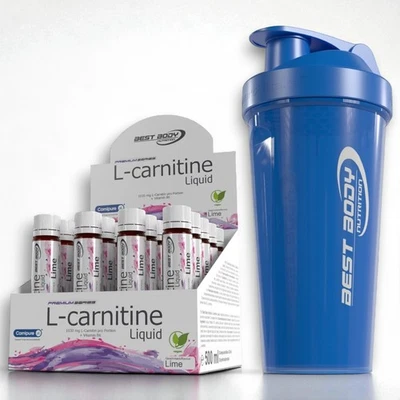 Best Body Nutrition L-Carnitin 20 Ampullen + Eiweiss Shaker  Blau  61,60€/L - Bild 1 von 3