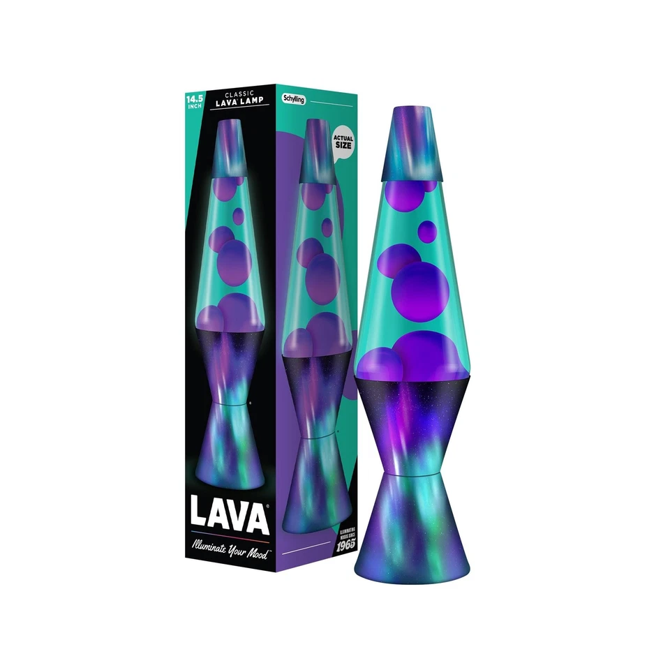 Schylling Aurora Borealis Lava Lamp Purple Lava in Teal Liquid 14.5"