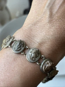 Antikes massives Silber Lavagestein Kamee Armband viktorianisch Grand Tour italienisch - Bild 1 von 18